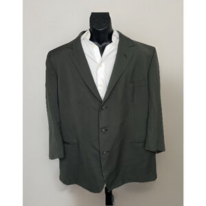 Nino Cerruti 52L Olive With Subtle Stripes Three Button See Measurements